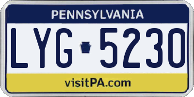 PA license plate LYG5230