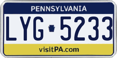 PA license plate LYG5233