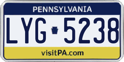 PA license plate LYG5238