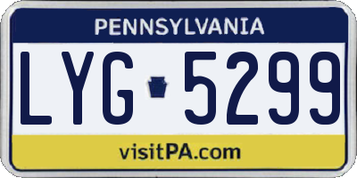 PA license plate LYG5299