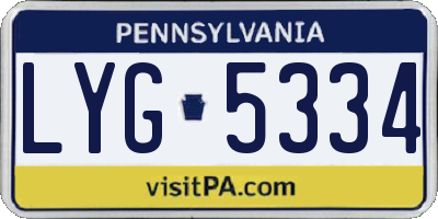 PA license plate LYG5334