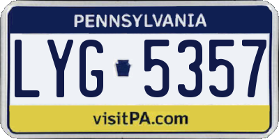 PA license plate LYG5357