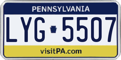 PA license plate LYG5507