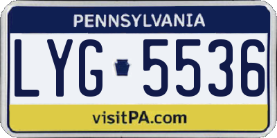 PA license plate LYG5536