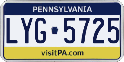PA license plate LYG5725