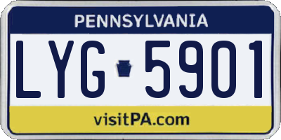 PA license plate LYG5901