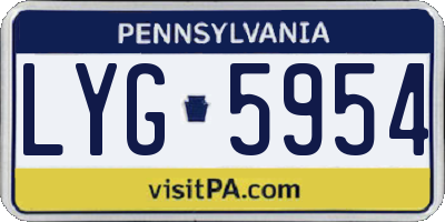 PA license plate LYG5954