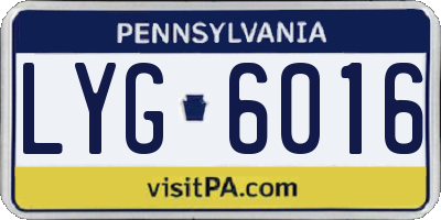PA license plate LYG6016