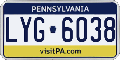 PA license plate LYG6038
