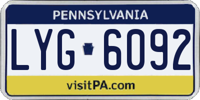 PA license plate LYG6092