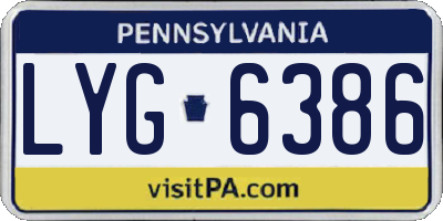 PA license plate LYG6386