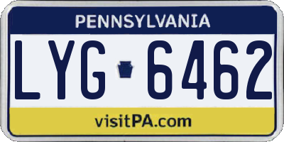 PA license plate LYG6462