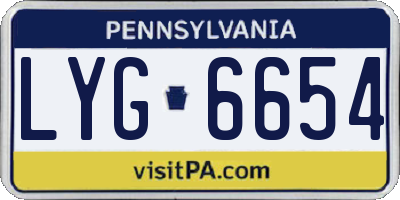 PA license plate LYG6654