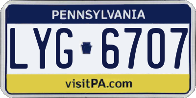 PA license plate LYG6707