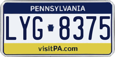 PA license plate LYG8375