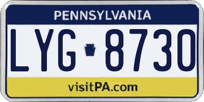 PA license plate LYG8730