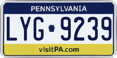 PA license plate LYG9239