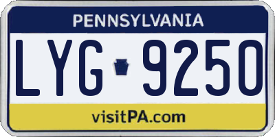 PA license plate LYG9250