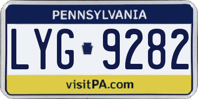 PA license plate LYG9282