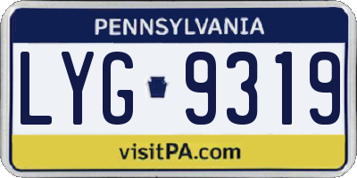 PA license plate LYG9319
