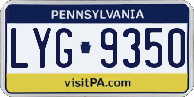 PA license plate LYG9350