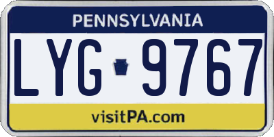 PA license plate LYG9767