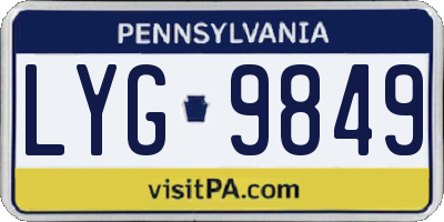 PA license plate LYG9849