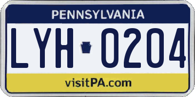 PA license plate LYH0204