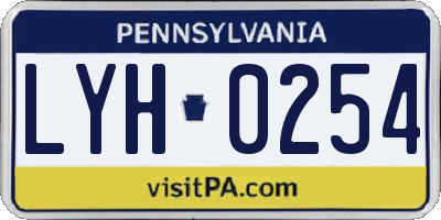 PA license plate LYH0254