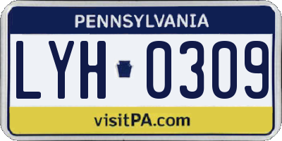 PA license plate LYH0309