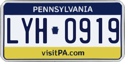 PA license plate LYH0919
