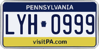 PA license plate LYH0999