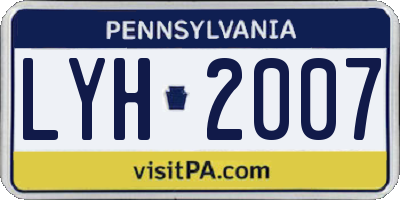 PA license plate LYH2007