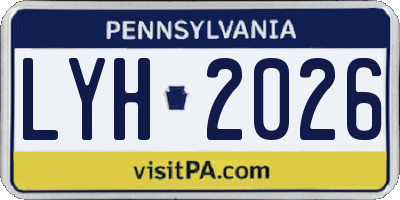 PA license plate LYH2026