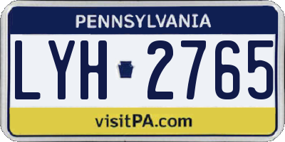 PA license plate LYH2765