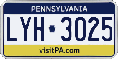 PA license plate LYH3025