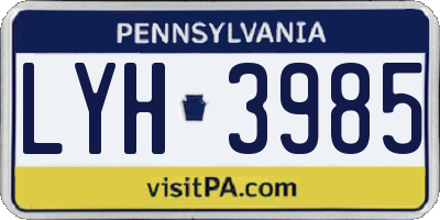 PA license plate LYH3985