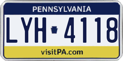 PA license plate LYH4118