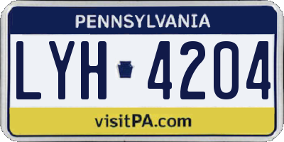 PA license plate LYH4204