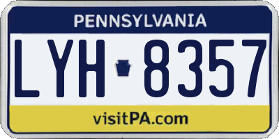 PA license plate LYH8357