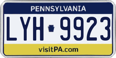 PA license plate LYH9923