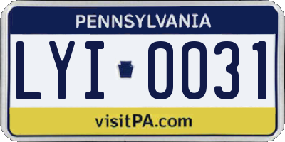 PA license plate LYI0031