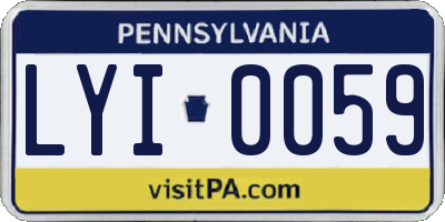 PA license plate LYI0059