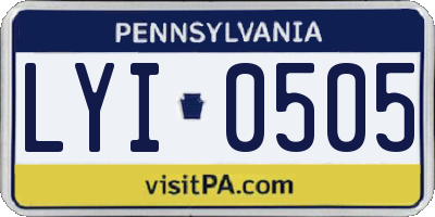 PA license plate LYI0505