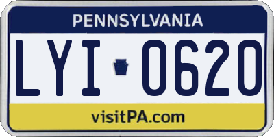 PA license plate LYI0620