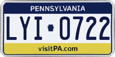 PA license plate LYI0722