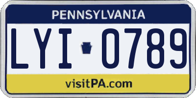 PA license plate LYI0789