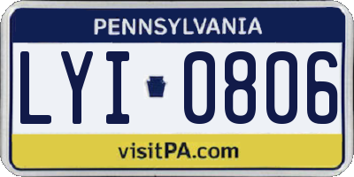 PA license plate LYI0806