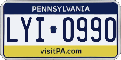 PA license plate LYI0990