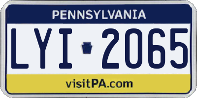 PA license plate LYI2065